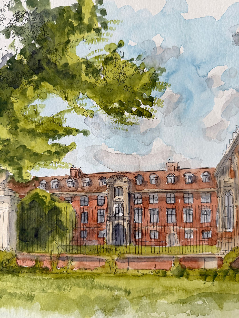 Thumbnail: beautiful watercolour of St Catharine’s College, Cambridge
