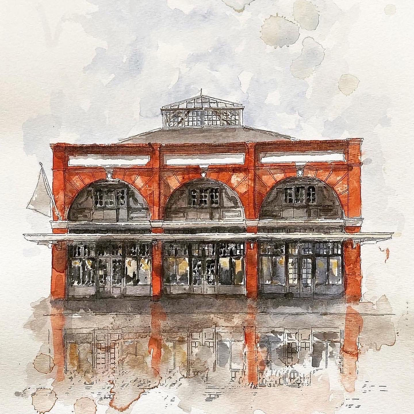 Watercolor of RSA building, London