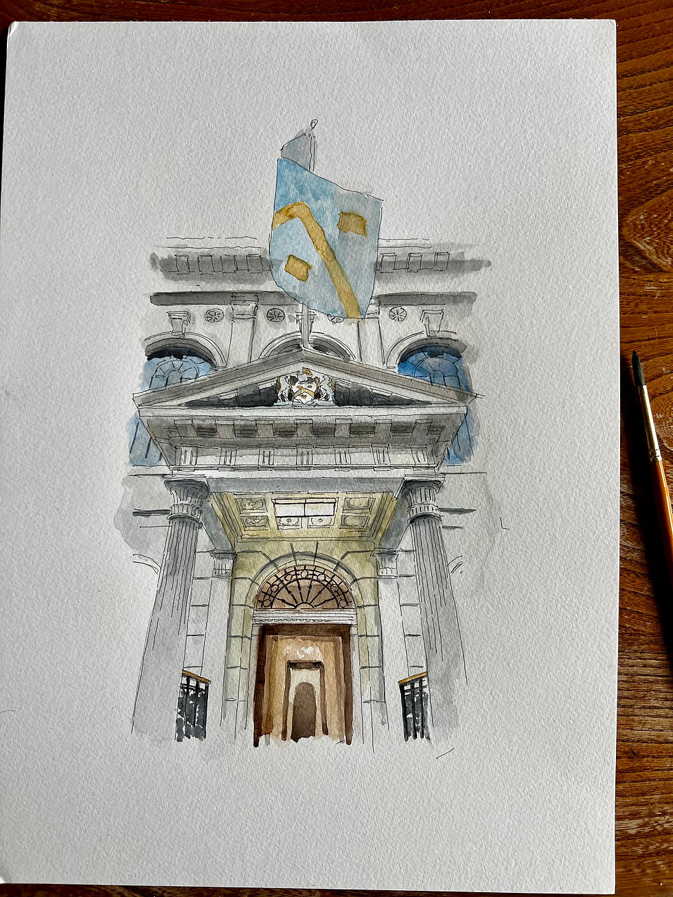 beautiful watercolour of Saddlers’ Hall. London.