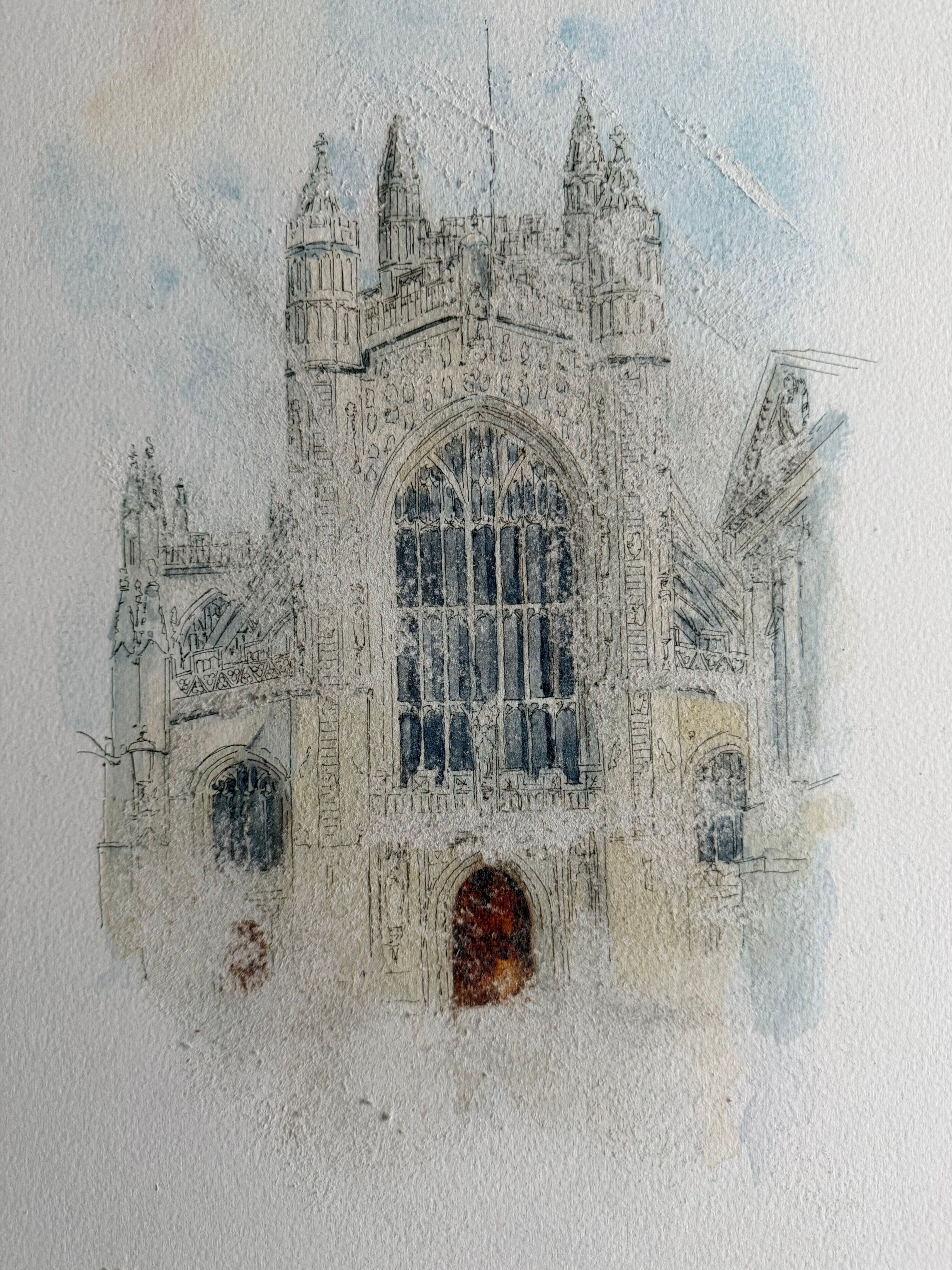 Architectural Illustration: Bath Abbey, Bath in winter