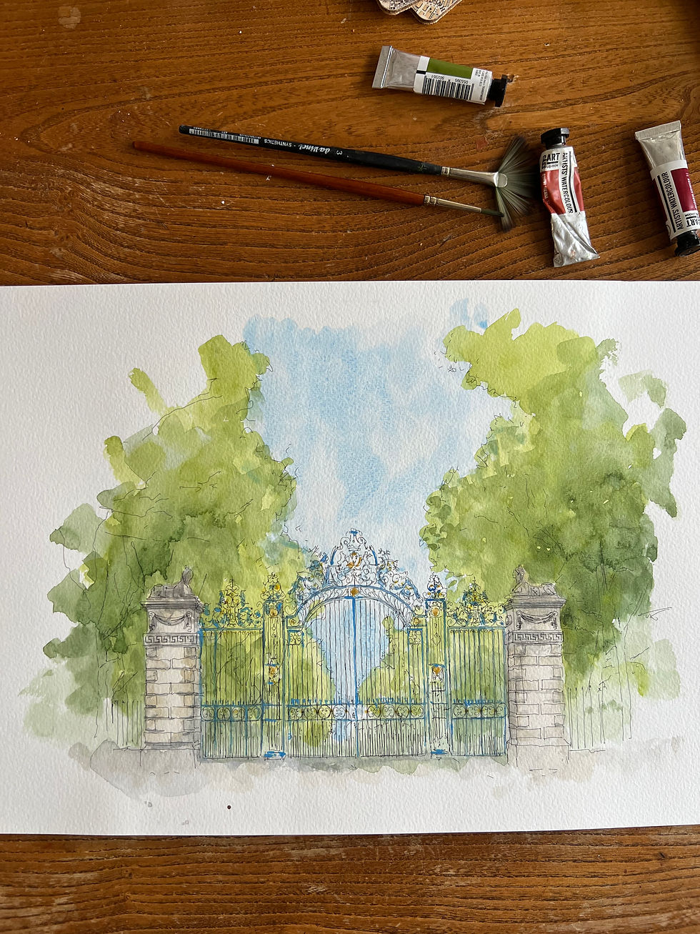 Thumbnail: beautiful watercolour Architectural illustration: Green Park, Mayfair, London