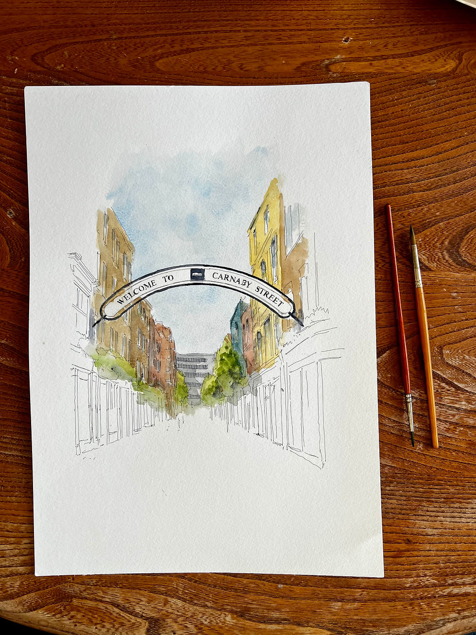 beautiful watercolour of Carnaby street. London