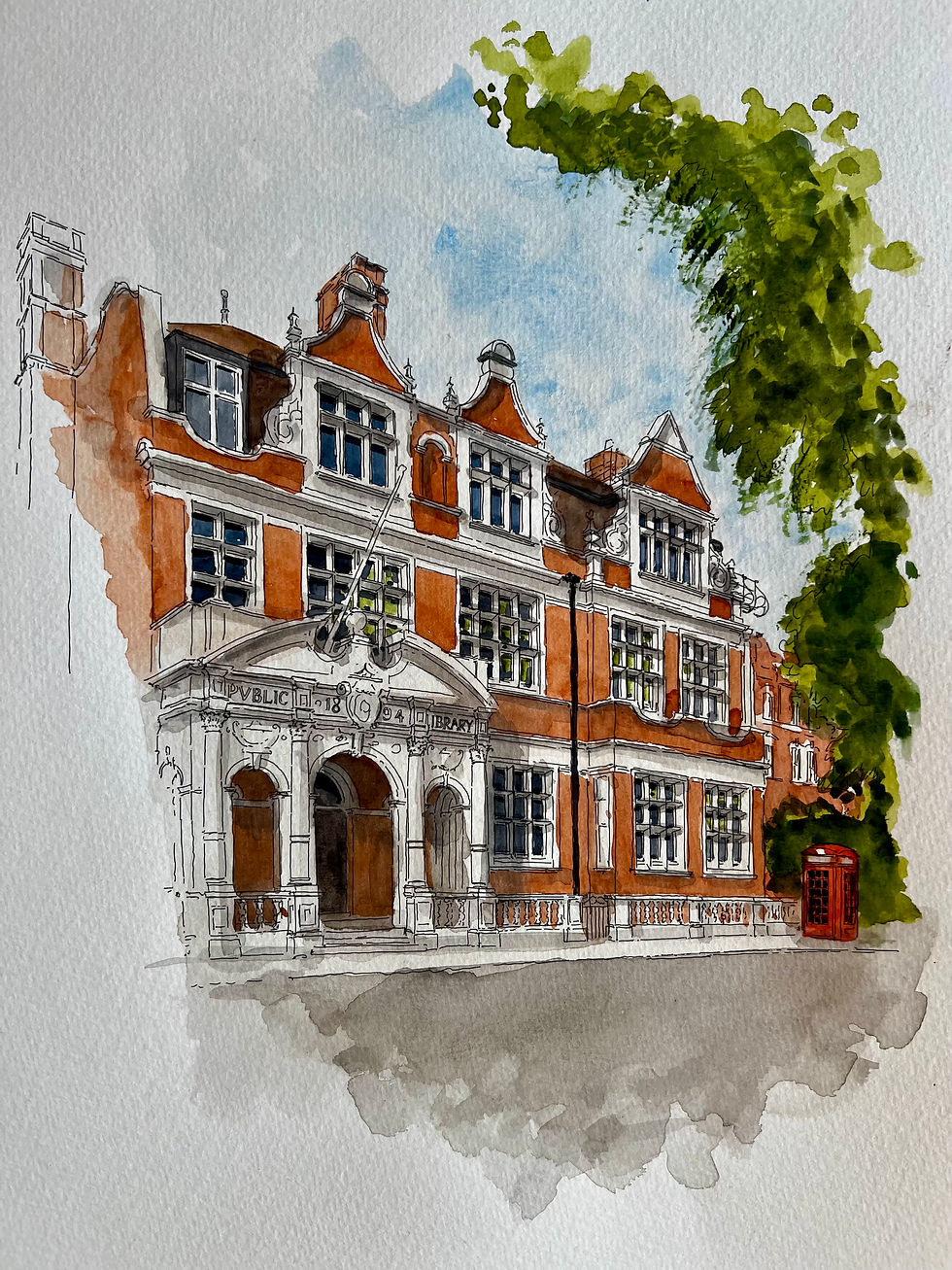 Thumbnail: beautiful watercolour of Mayfair Library. London