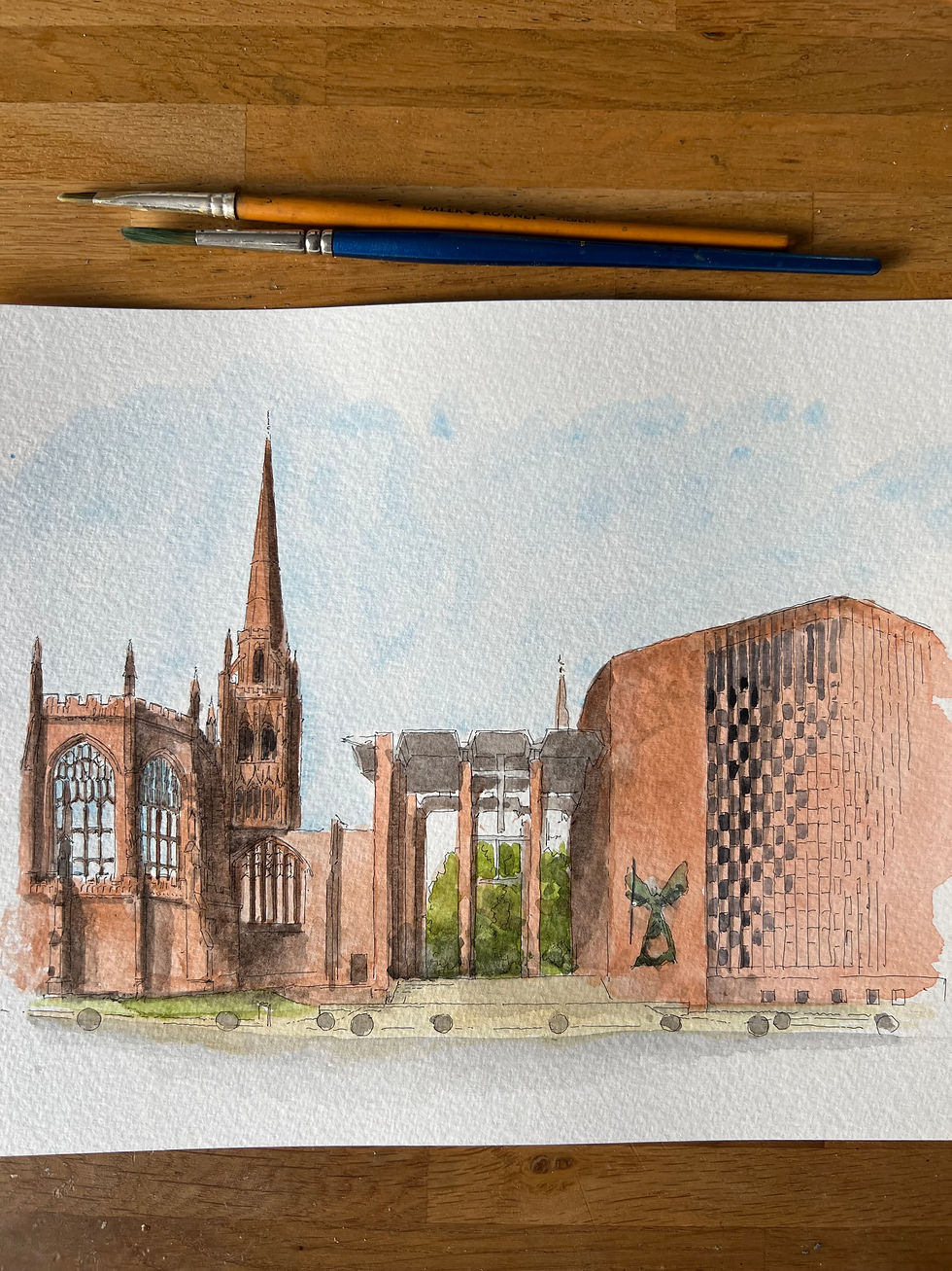 watercolour of Coventry Cathedral