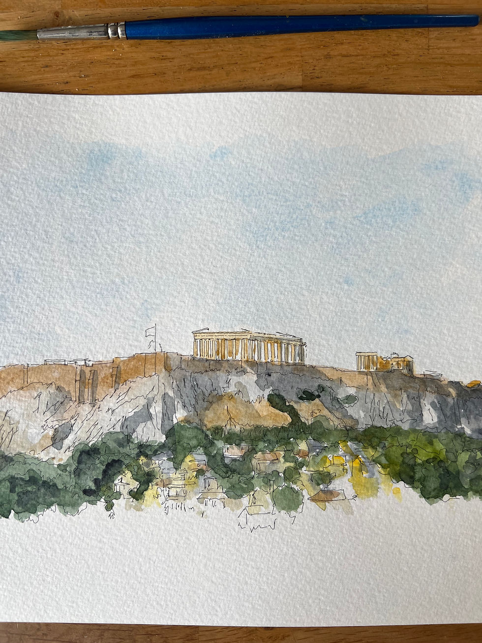 watercolour of Acropolis, Athens