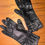Thumbnail: Vintage Black Genuine Leather Gloves with Metal Grommet Details Sz M