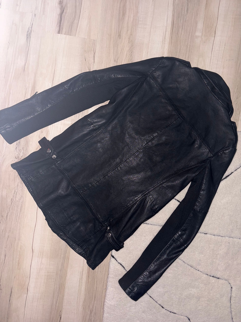 Thumbnail: Vintage Whistles Black Genuine Leather Moto Jacket Sz 4