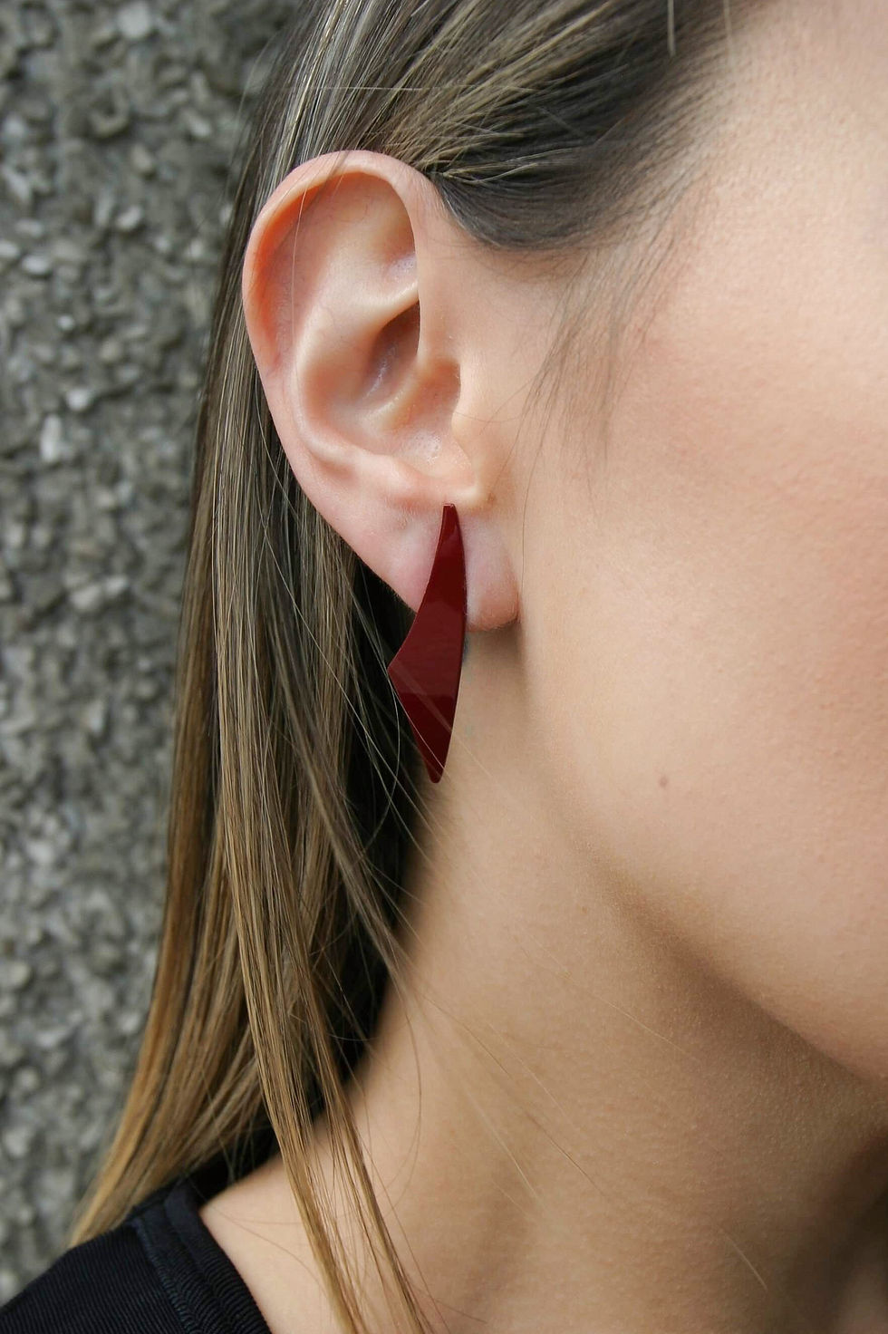 Boucles d'oreilles triangulaires oblongues rouges