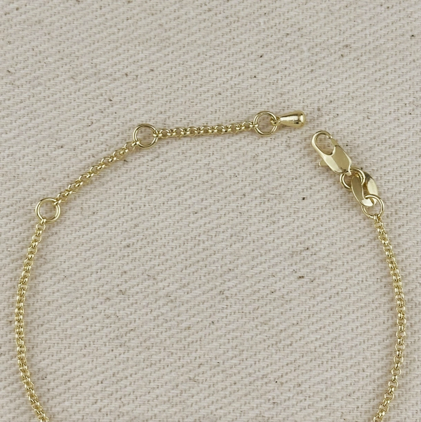 Thumbnail: 18k Gold Filled Dainty Bezel Birthstone Bracelet