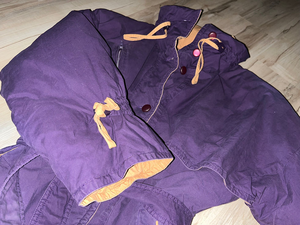 Miniature : Manteau vintage en duvet à blocs de couleurs Nuage des années 80 S
