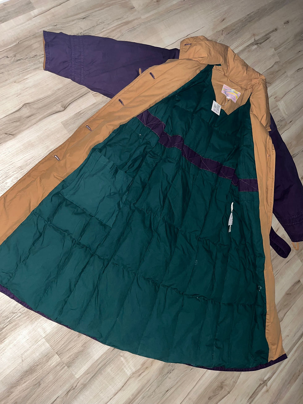 Miniature : Manteau vintage en duvet à blocs de couleurs Nuage des années 80 S