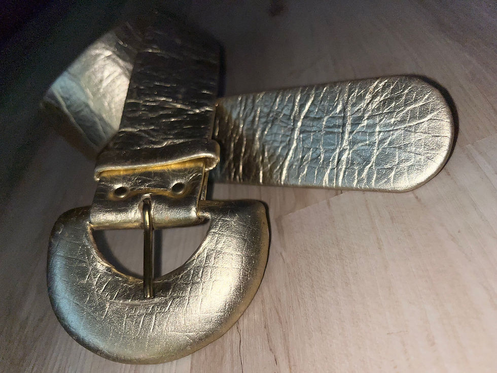 Thumbnail: Vintage Gold Leather Leia Belt 25" - 28"