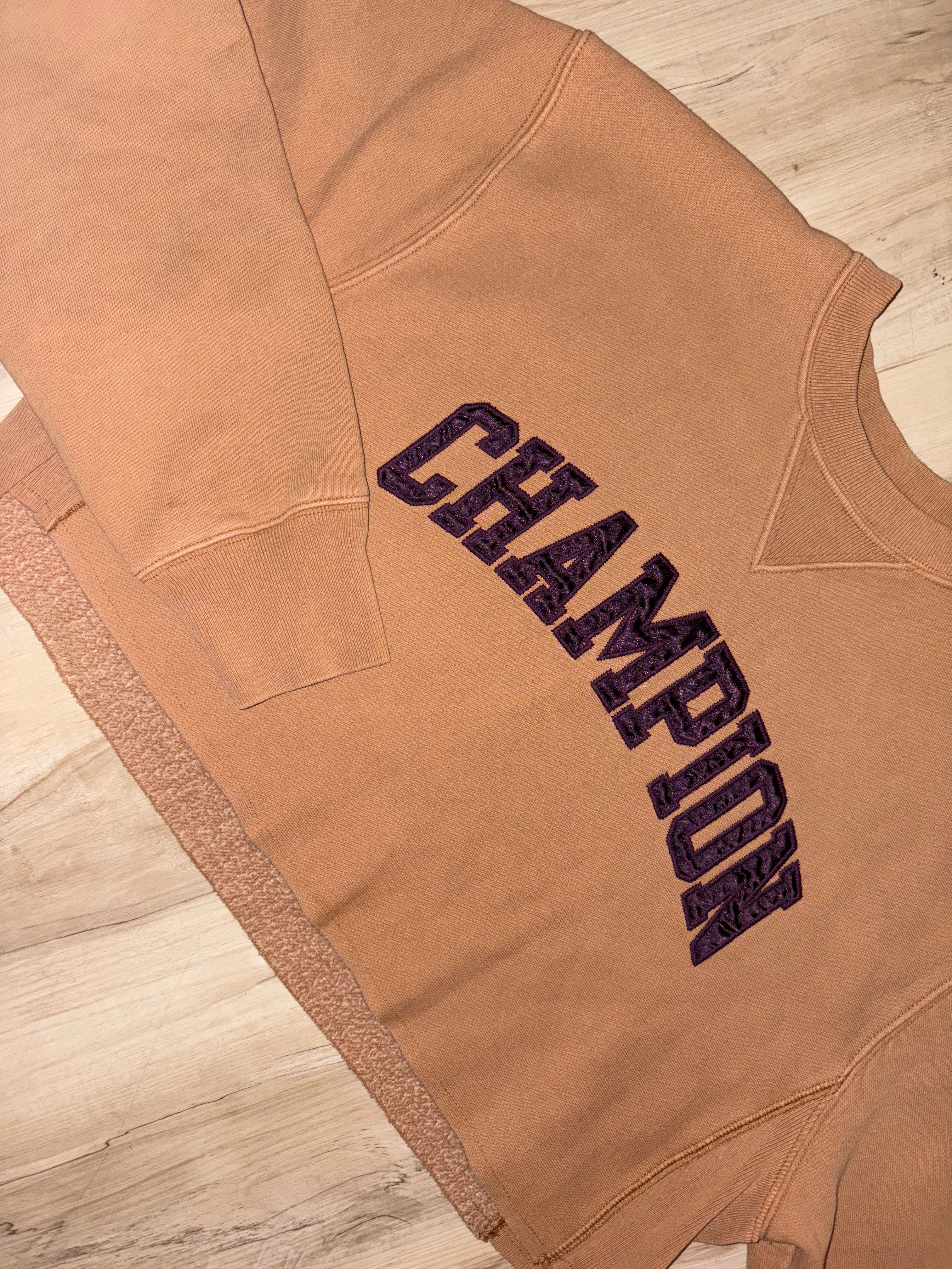 Dyed Tan and Plum Champion Crop SweatShirt Medium