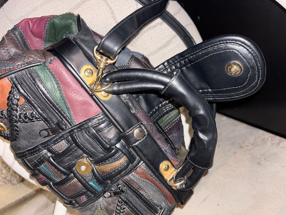 Miniature : Vintage Patent Leather Patchwork Purse with Gold Details