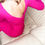 Miniature : Robe mi-longue côtelée à manches longues en fuchsia