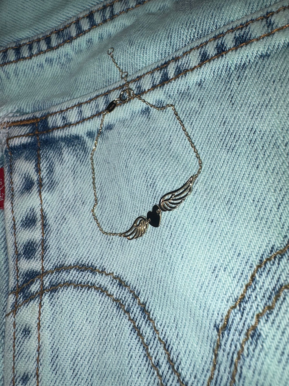 Thumbnail: 10k Gold Heart and Wing Bracelet