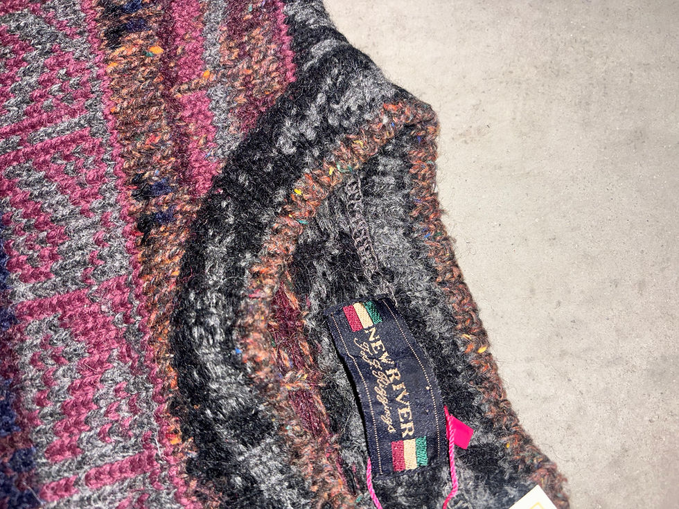 Thumbnail: Vintage New River Chunky Knit Grampa Sweater Sz L