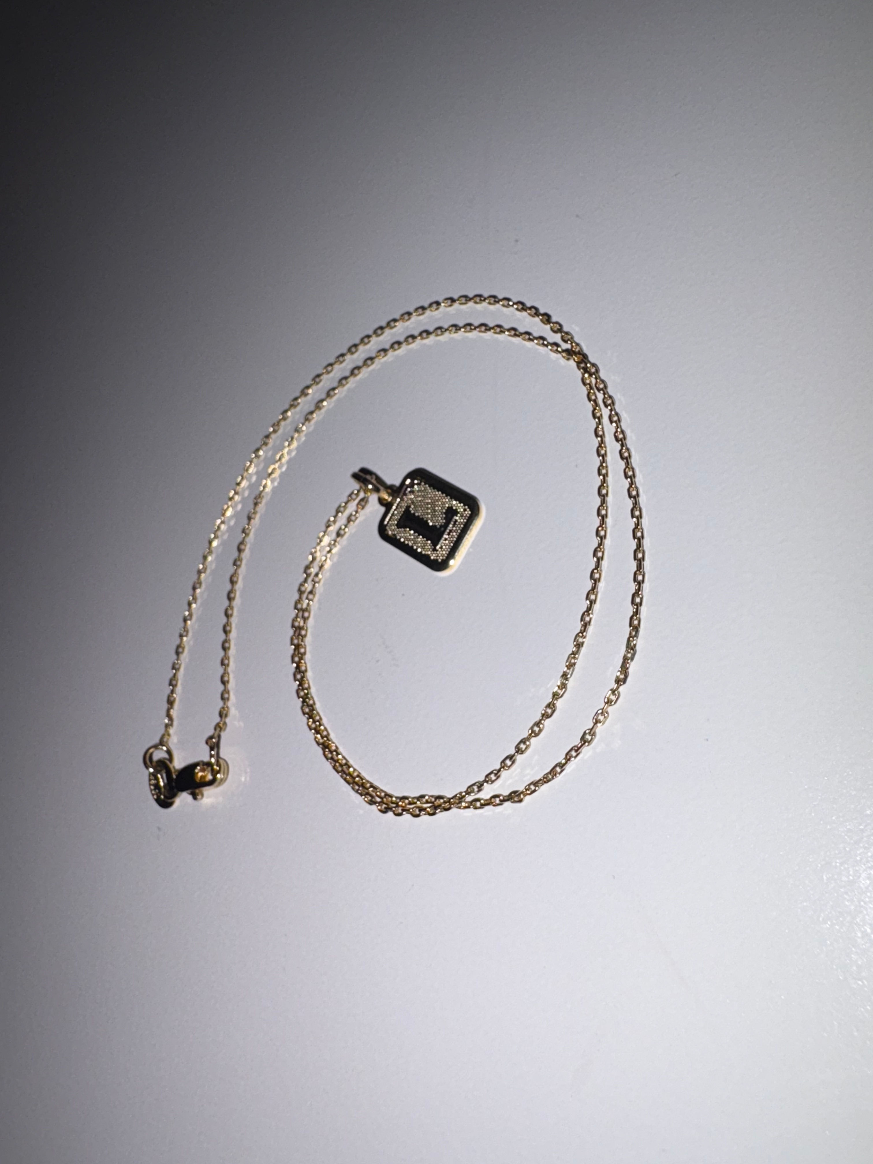 18k Gold Filled Textured Initial Tag Pendant