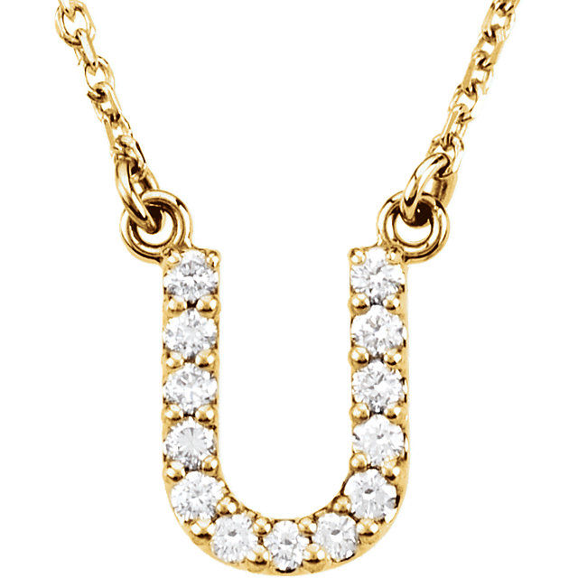 Thumbnail: 14k Gold Diamond Initial Necklace