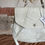 Miniature : Sac à main vintage en cuir véritable ivoire avec détails à chevrons