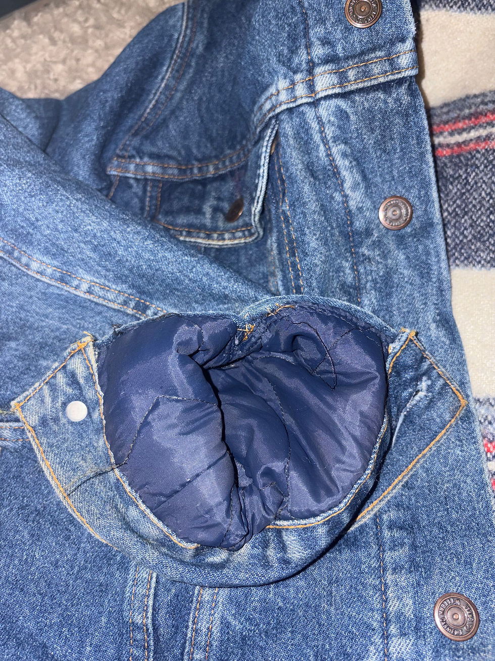 Thumbnail: Vintage 90s Flannel Lined Corduroy Collar Jean Jacket