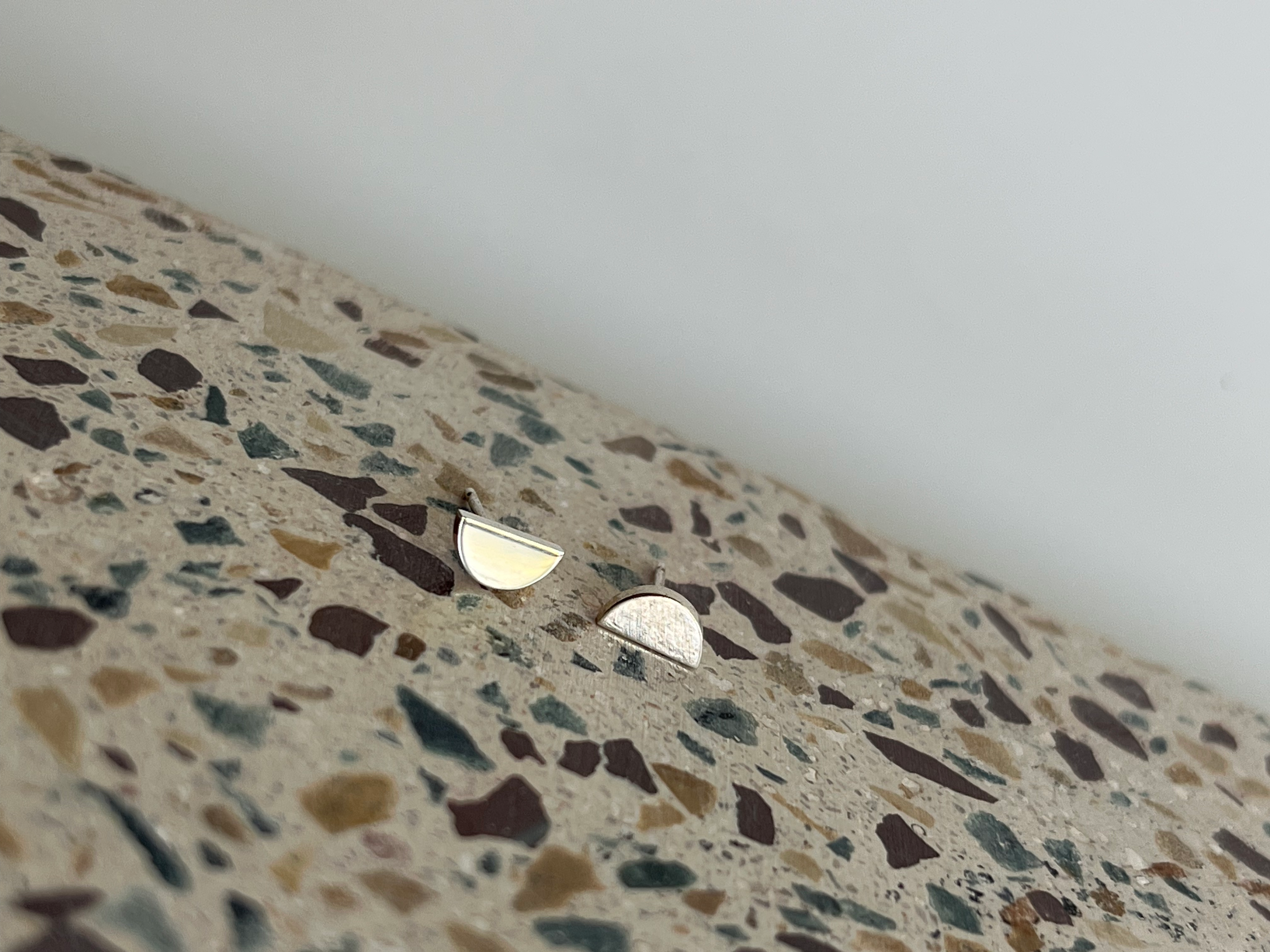 Silver Semi Circle Studs