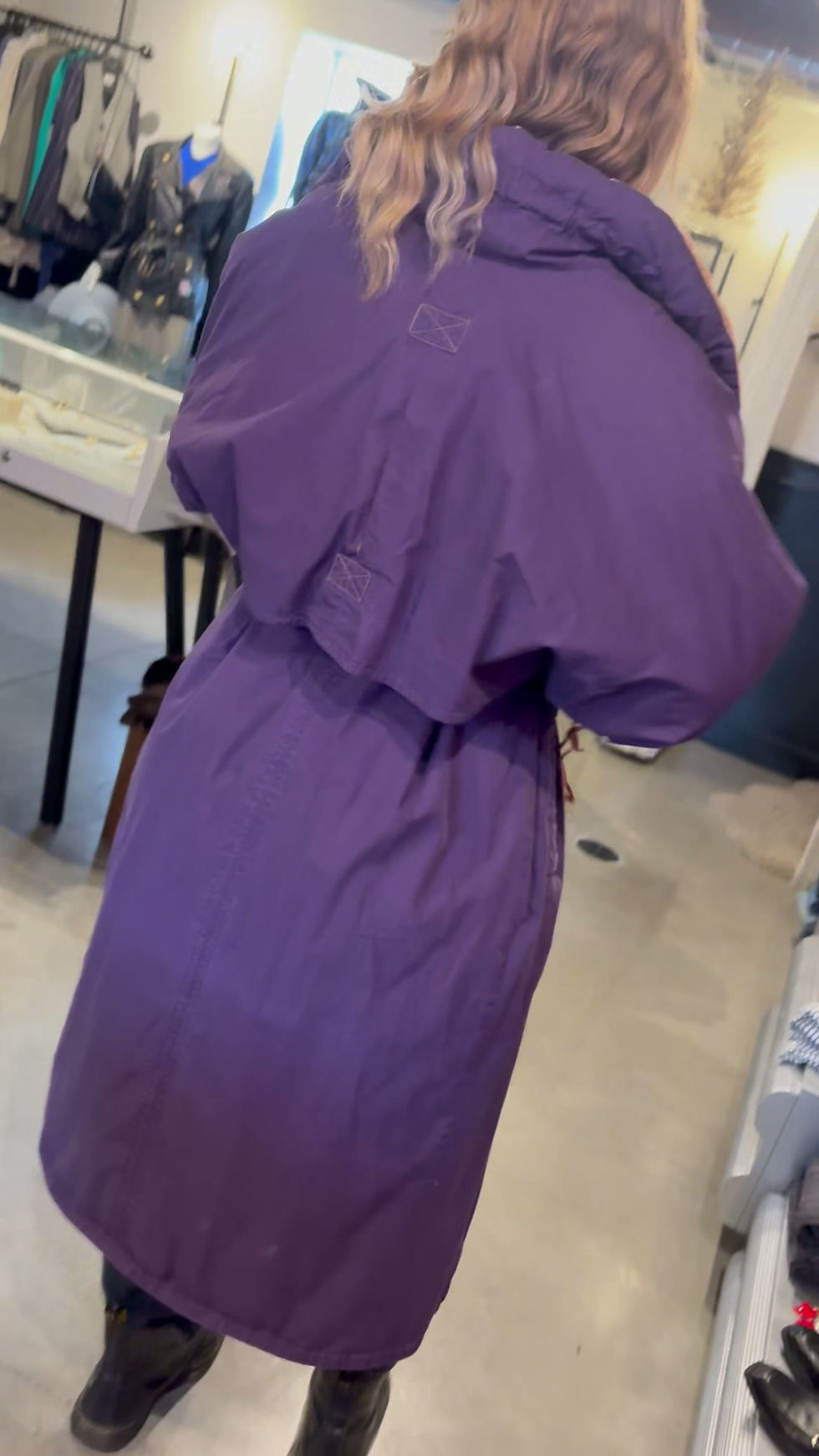 Miniature : Manteau vintage en duvet à blocs de couleurs Nuage des années 80 S