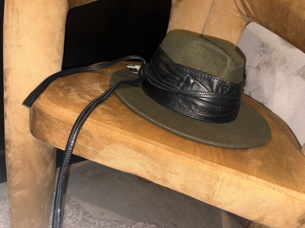 Miniature : Beautiful Stranger Olive Green and Black Genuine Leather Belted Hat