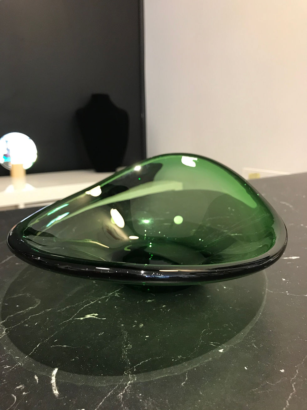 Thumbnail: Green Glass Oval Catch Tray