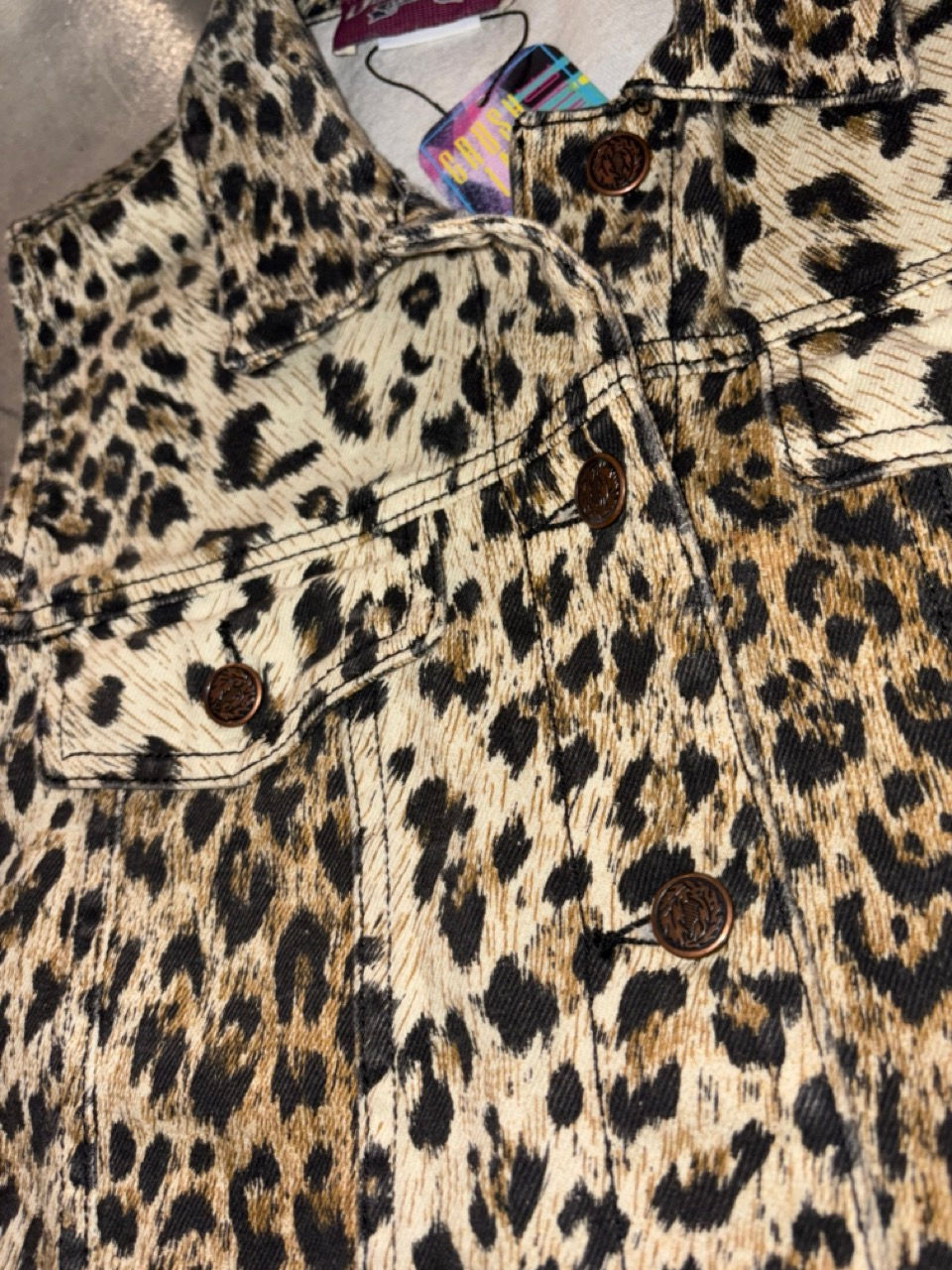 Thumbnail: Vintage Denim & Co Leopard Print Jean Vest L