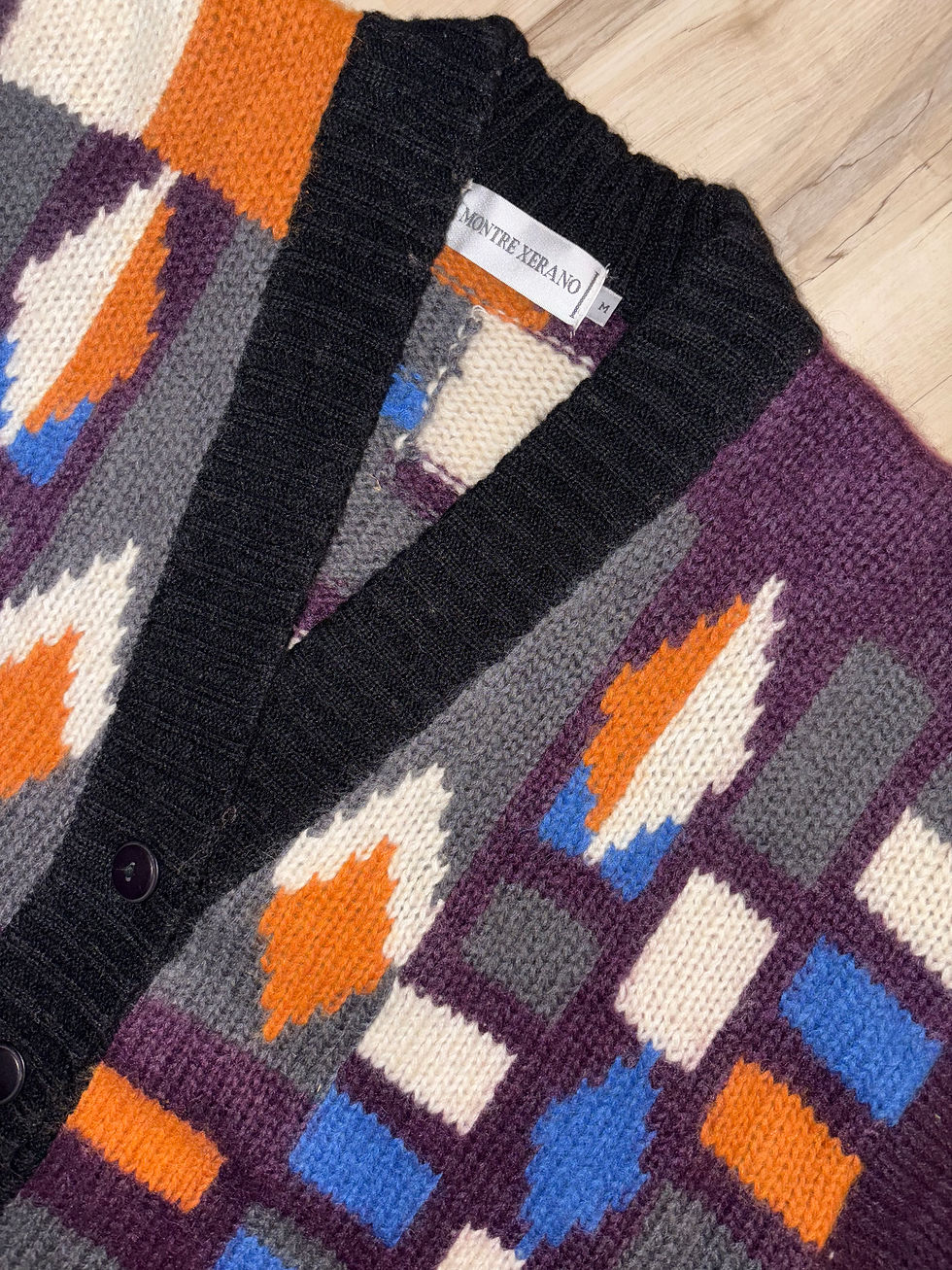 Thumbnail: Vintage Montre Xerano Geometric Multicoloured Cardigan M
