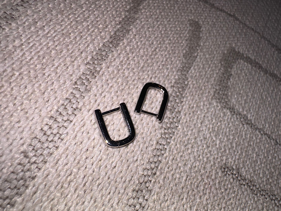 Thumbnail: Sterling Silver Rectangular Huggie Hoops