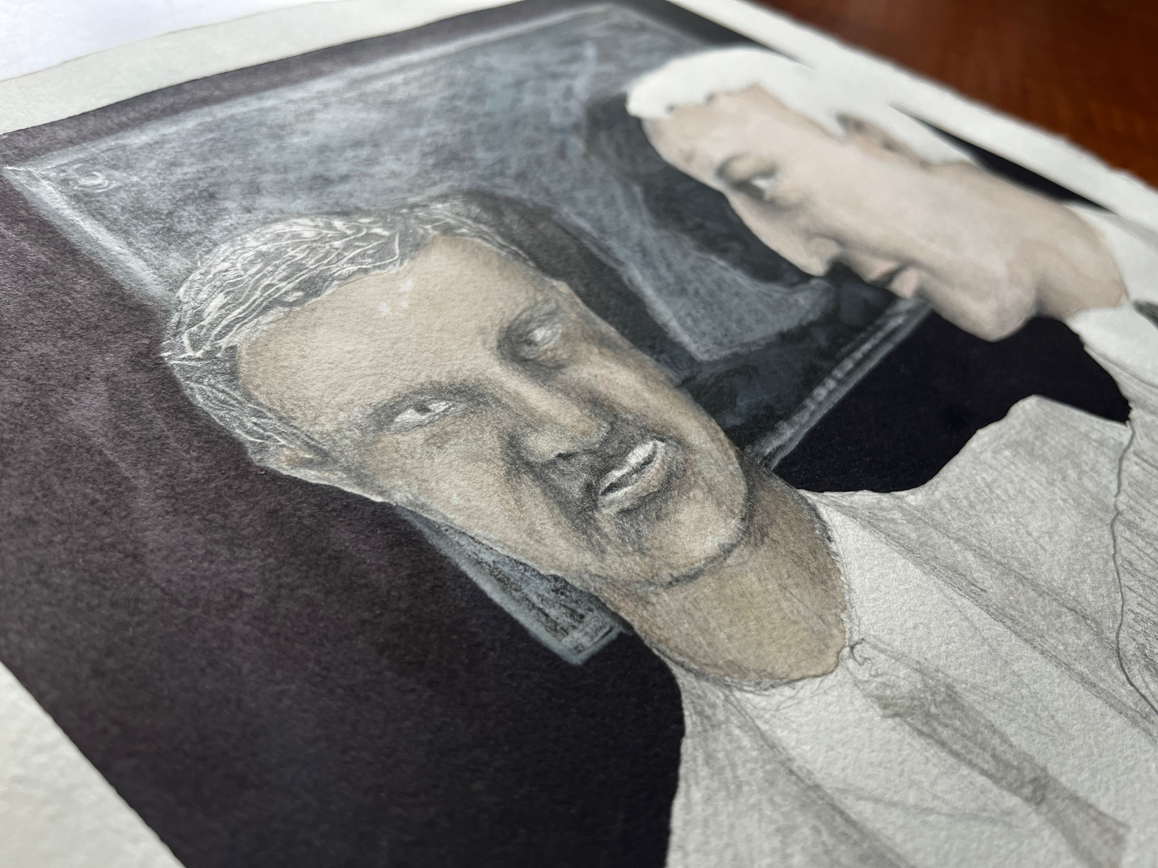 1985 'Sentiment de distance' Aquarelle et crayon de B. Collins