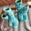 Thumbnail: Vintage Pair of Turquoise Glazed Coral Vases