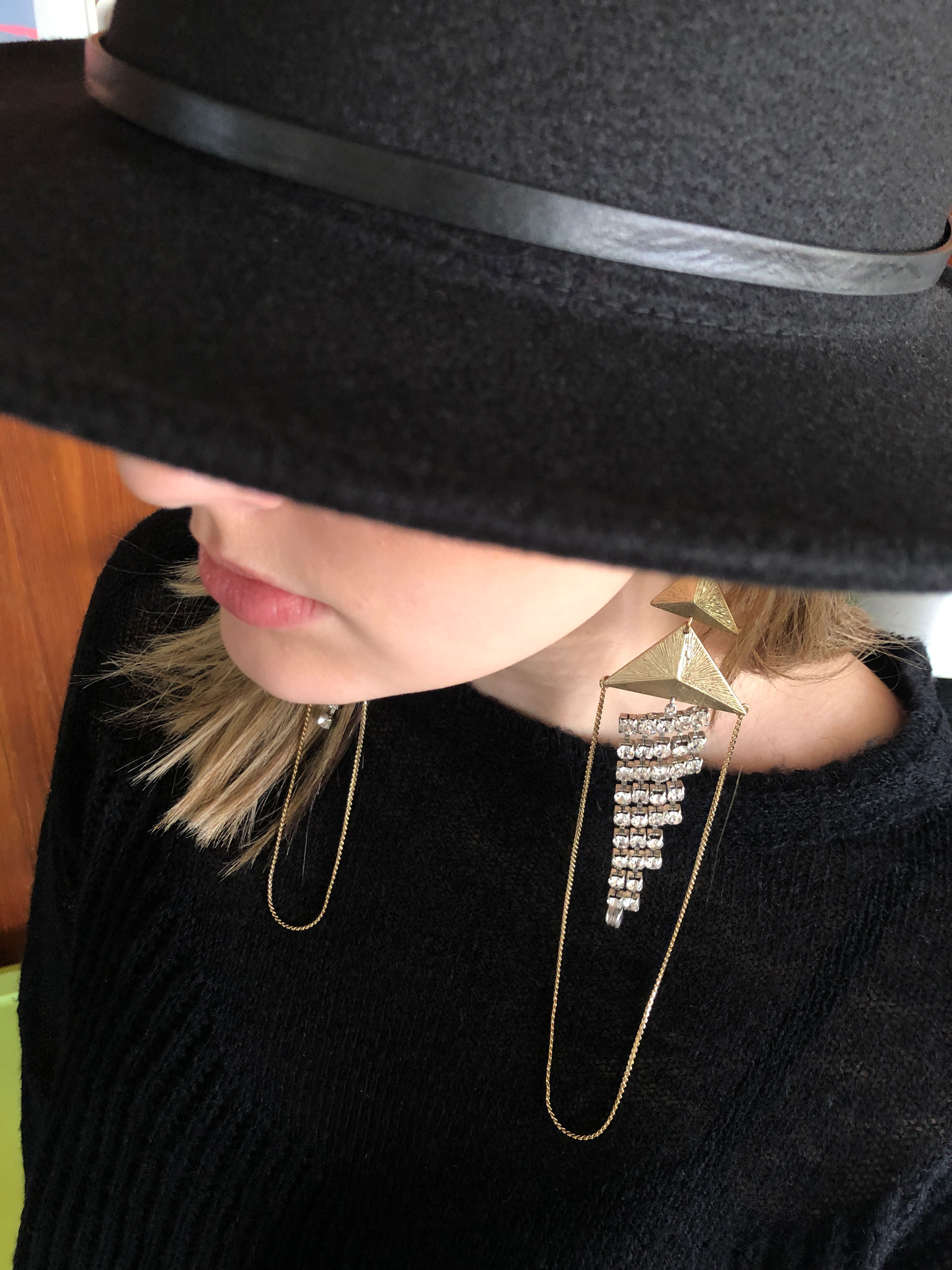 Boucles d'oreilles tendance triangle des Bermudes OOAK