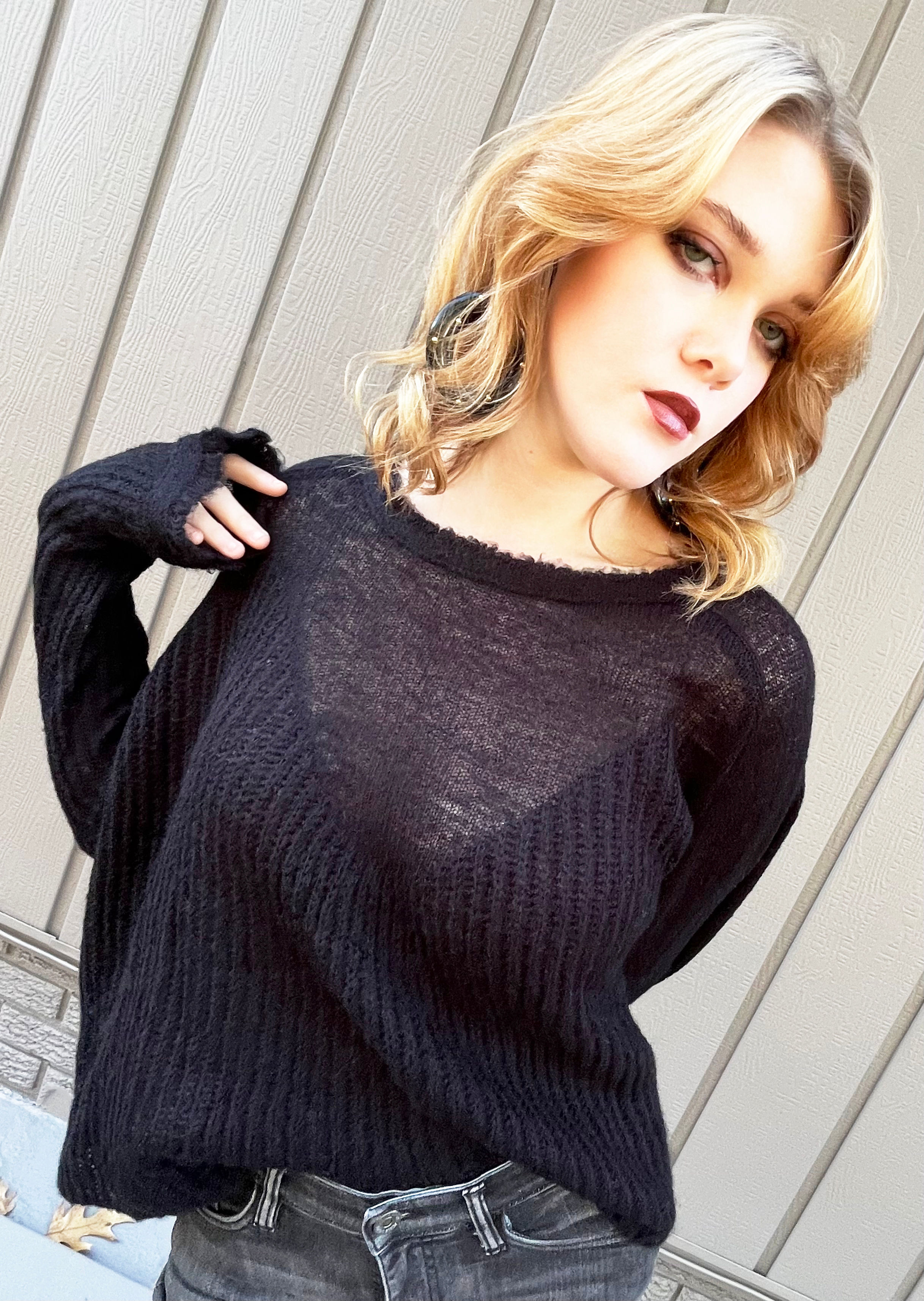Semi Sheer Knit Sweater