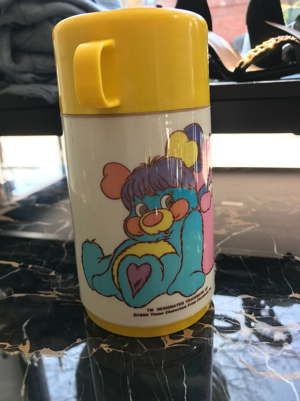 Miniature : Thermos jaune vintage OOAK « Popples » 1986