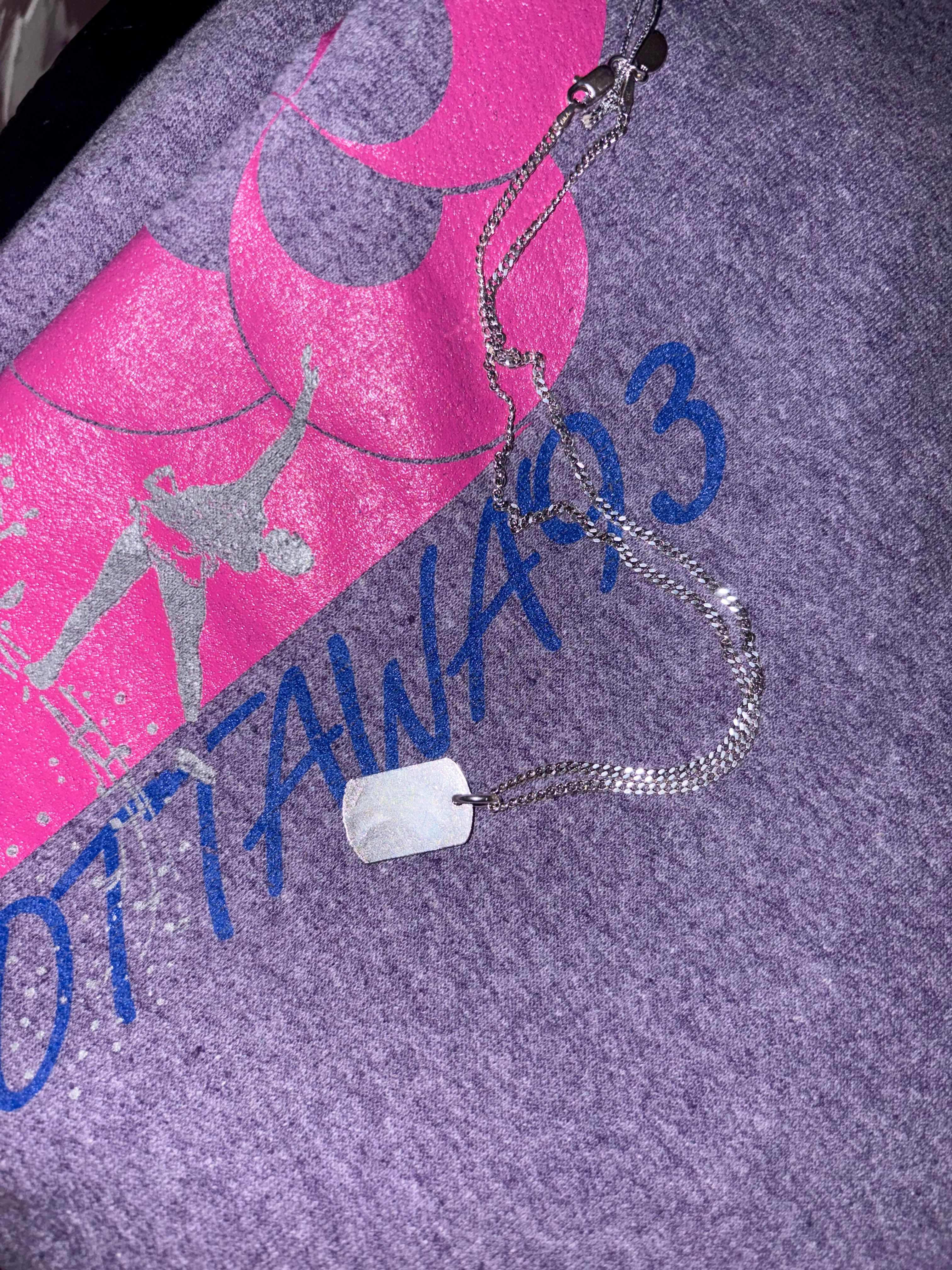 Silver Mini Distressed Dog Tag with Chain