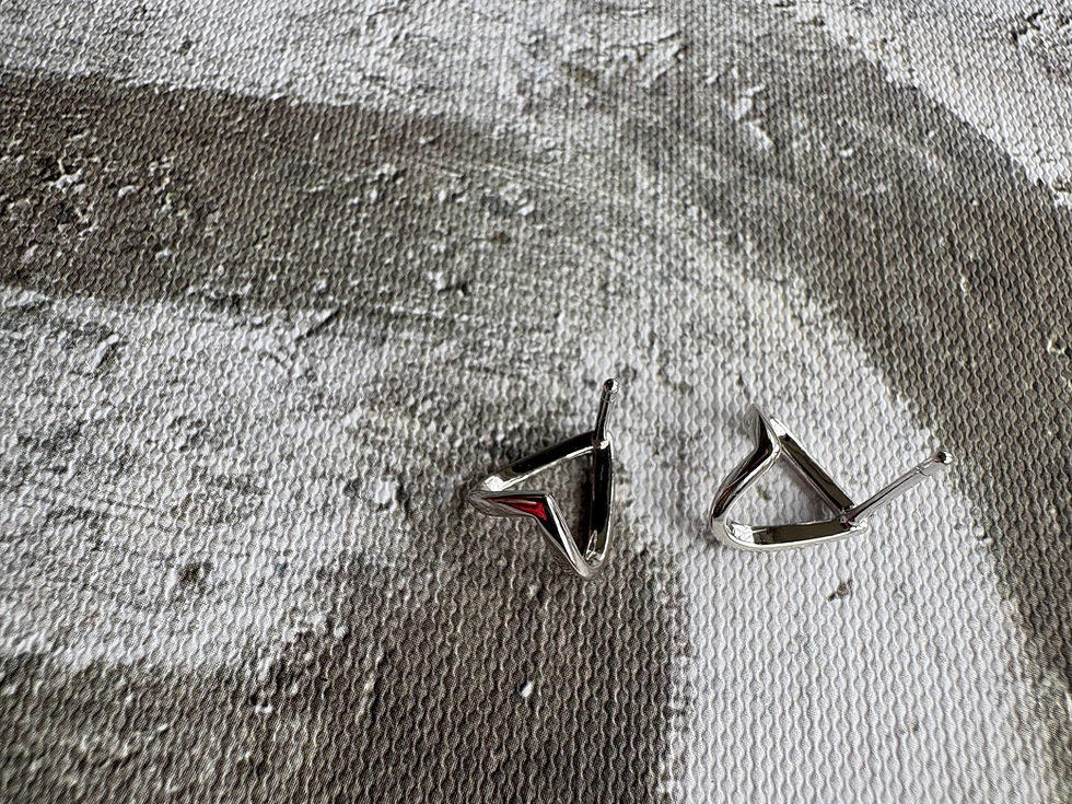Thumbnail: Silver Chevron Lobe Cuff Studs