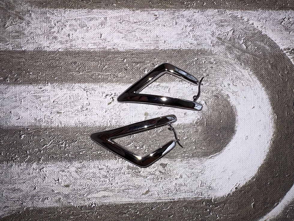 Thumbnail: Sterling Silver Chunky Triangular Curved Earring