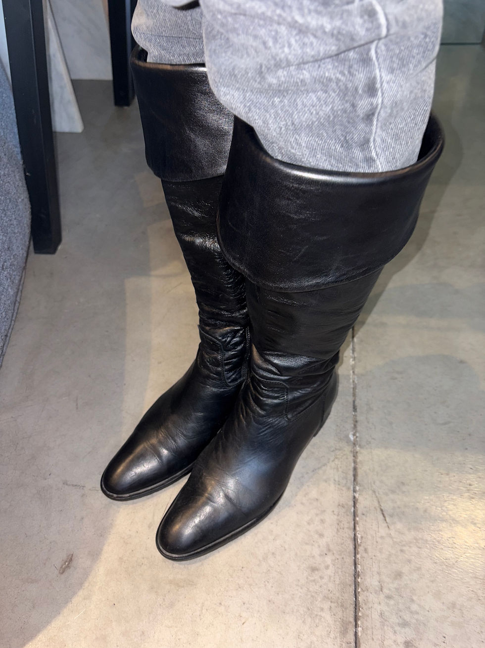 Thumbnail: Vintage Davos Gomma Genuine Black Italian Leather Riding Boots Sz 39