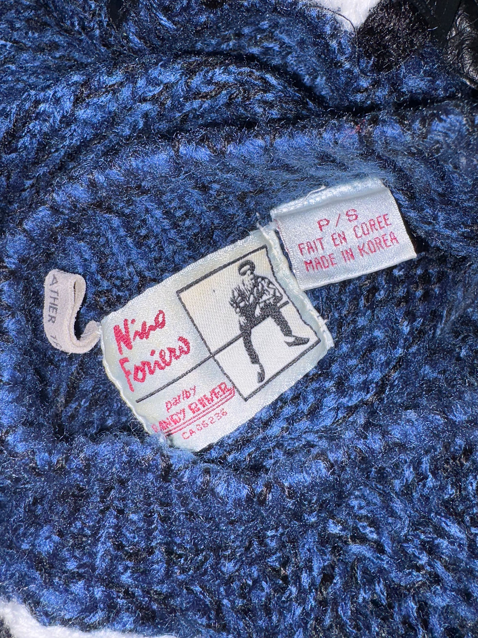 Thumbnail: Vintage Nino Foriero Knit Sweater with Leather V Sz S