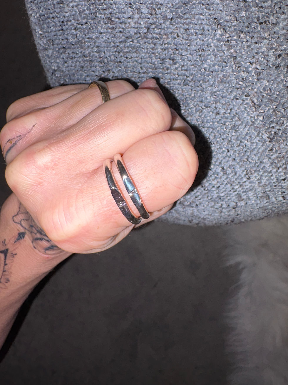 Miniature : Silver Round Wire Stacking Initial Ring