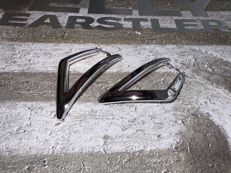 Thumbnail: Sterling Silver Chunky Triangular Curved Earring