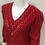 Miniature : Pull col V rouge à perles vintage
