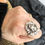 Miniature : Bague en argent fin vieillie « Tête de lion »