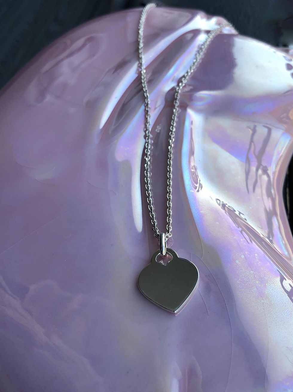 Collier en forme de disque en forme de cœur épais en argent