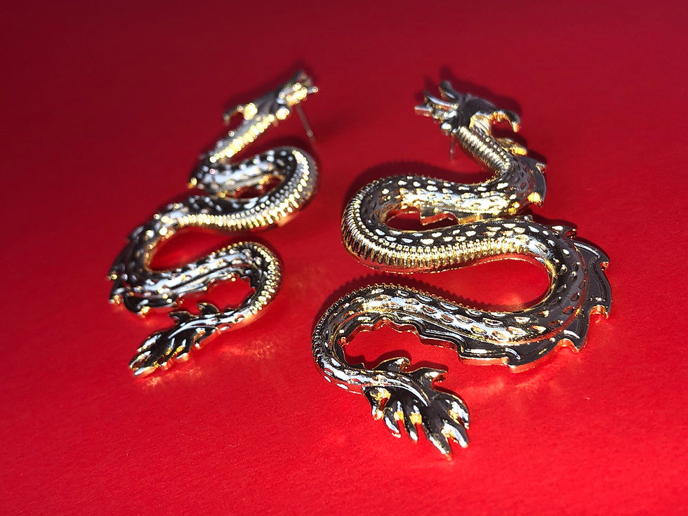 Thumbnail: Jade Dragon Earrings