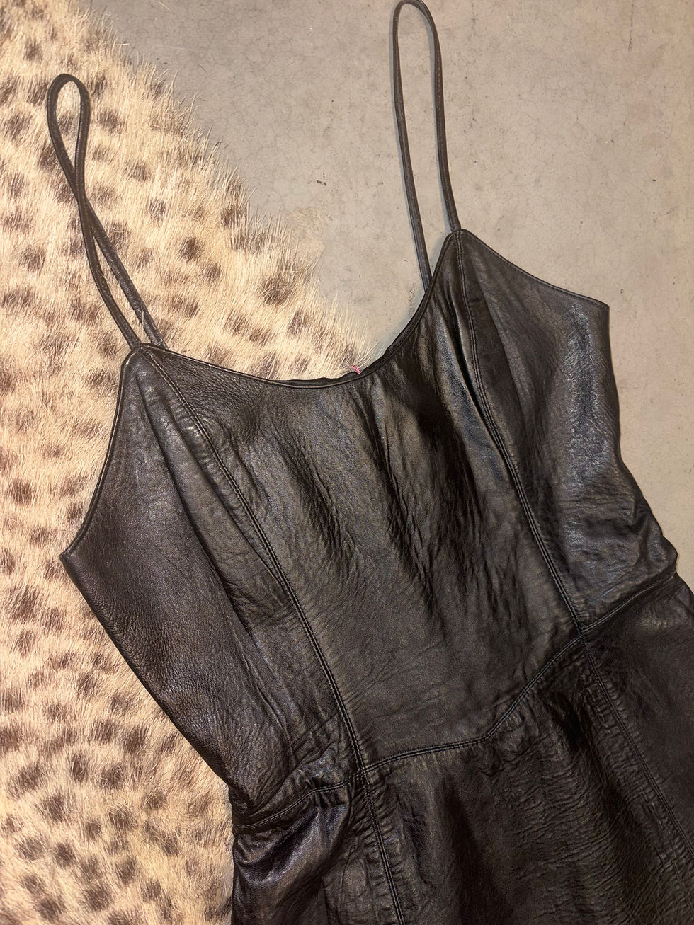 Thumbnail: Vintage Mambo Black Leather Mini Dress