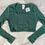 Thumbnail: Vintage Green Ribbed Long Sleeve Crop Top Sz M